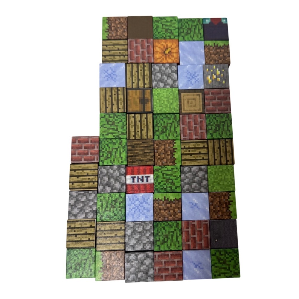 Minecraft Magnetic Building Blocks 55 Piece Set TNT Grass Brick Stone Wood Ice